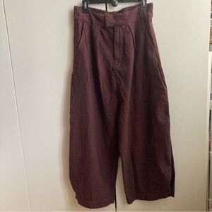 NWT Free People Cool Harbor Maroon Burgundy Raisin Wide Leg Pants Trousers